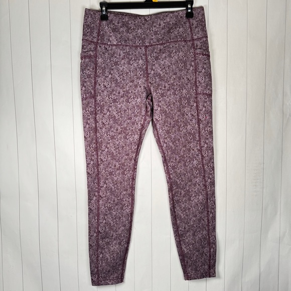 Mondetta Performance Luxury Sporty Purple Print Leggings Workout Yoga size Large - Picture 1 of 10